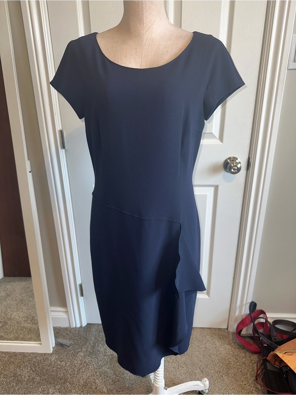 MARELLA Navy Short-Sleeve Midi Sheath Dress